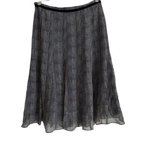 Vtg Y2K Jones New York Size 6P 100% Silk Chiffon Velvet Flounce Skirt Black Gray